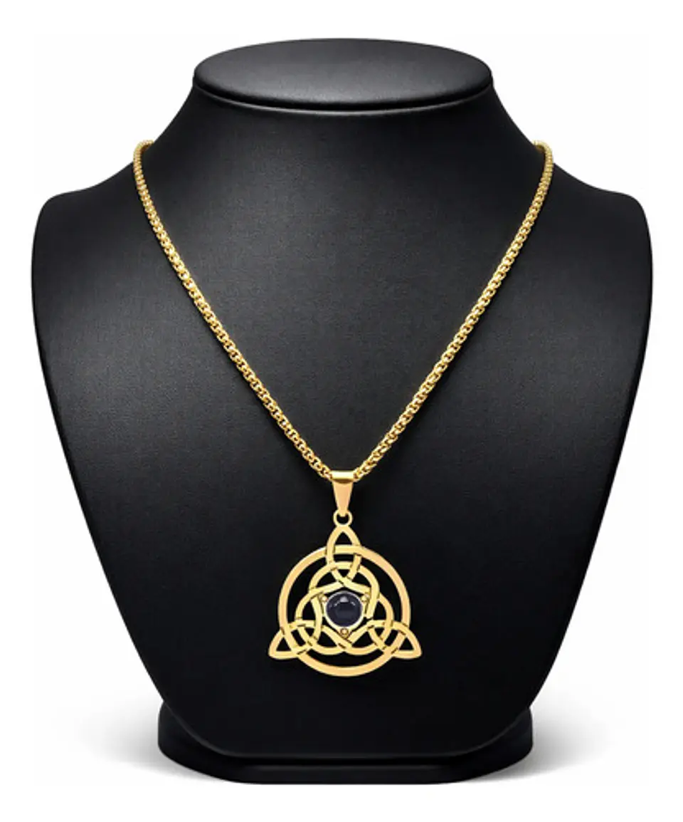 Collar Hombre Y Mujer Con Dije Nudo Triqueta Celta Color Oro 2
