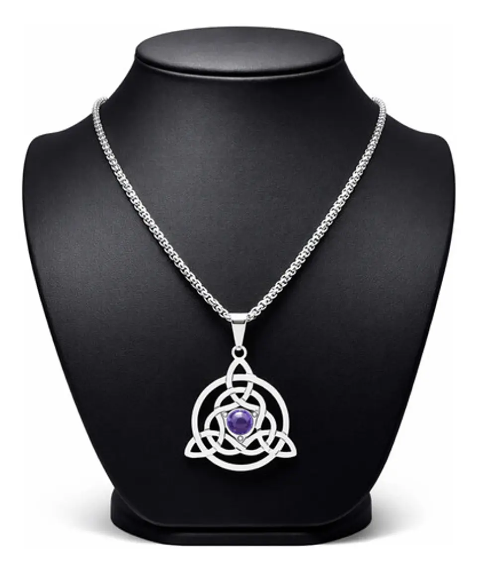 Collar Hombre Y Mujer Con Dije Nudo Triqueta Celta Color Oro 10