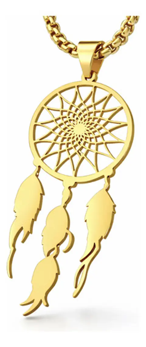 Collar Para Mujeres Dije Atrapasueños Cazador Color Oro