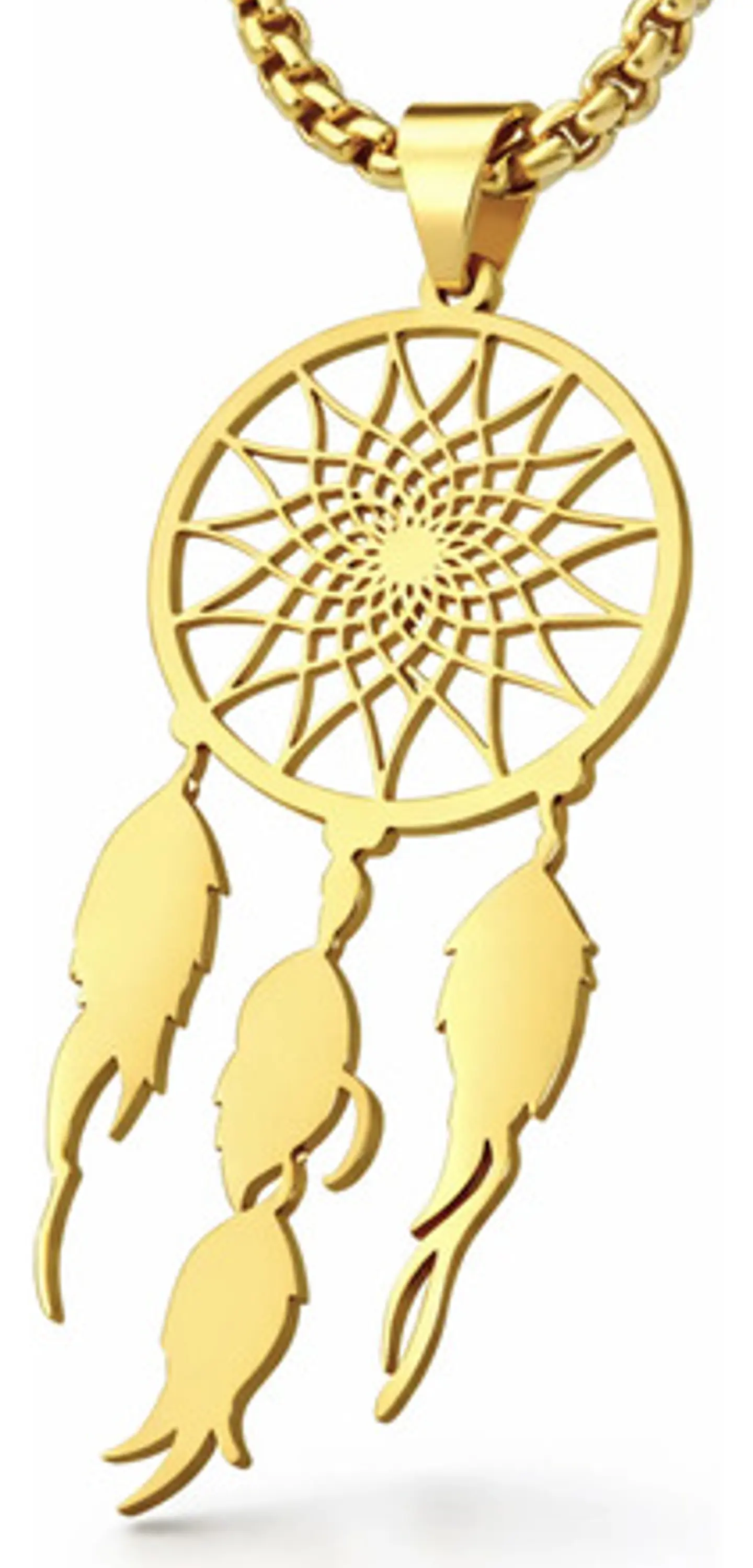 Collar Para Mujeres Dije Atrapasueños Cazador Color Oro 1