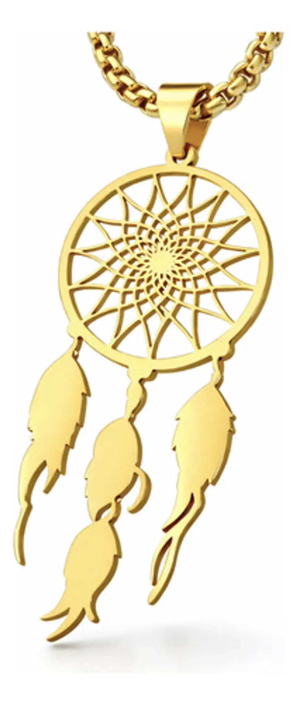 Collar Para Mujeres Dije Atrapasueños Cazador Color Oro 1