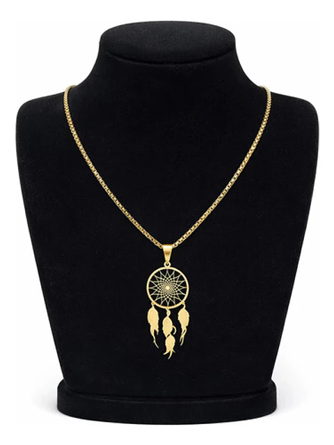 Collar Para Mujeres Dije Atrapasueños Cazador Color Oro