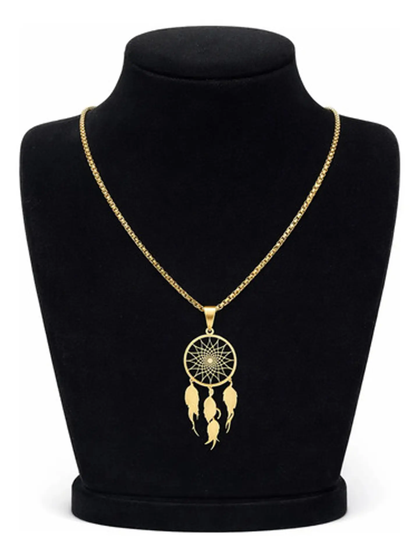 Collar Para Mujeres Dije Atrapasueños Cazador Color Oro 2