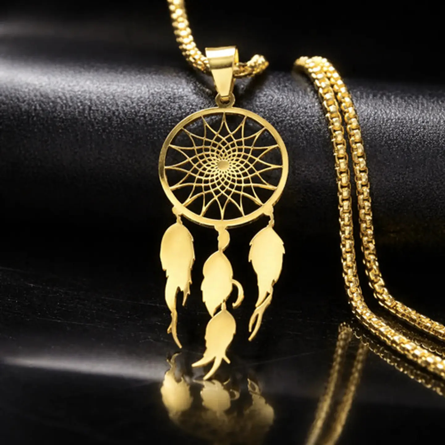 Collar Para Mujeres Dije Atrapasueños Cazador Color Oro 8