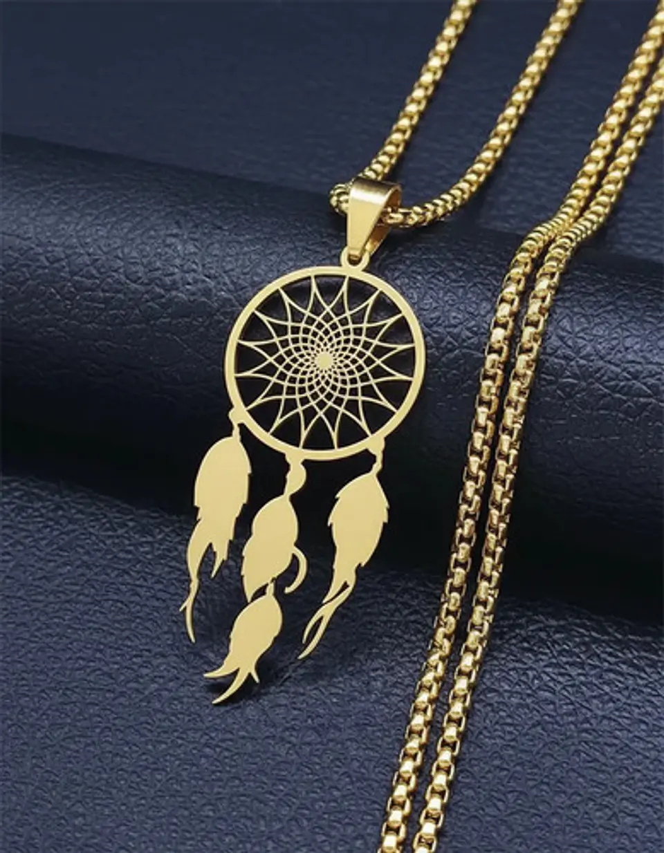 Collar Para Mujeres Dije Atrapasueños Cazador Color Oro 9