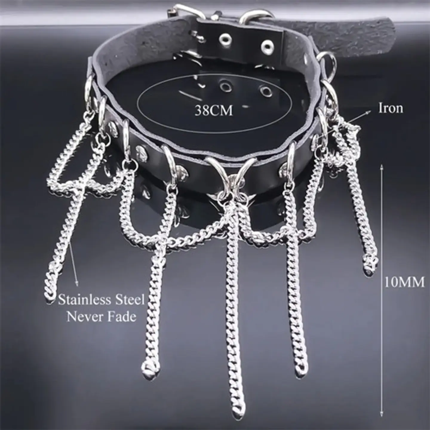 Collar Choker Gotico Para Mujer Gargantilla Cadenas Capas  Plateado 3