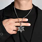 Collar Para Hombre Con Dije Cruz Hexagrama Judío Color Plata - Miniatura 5