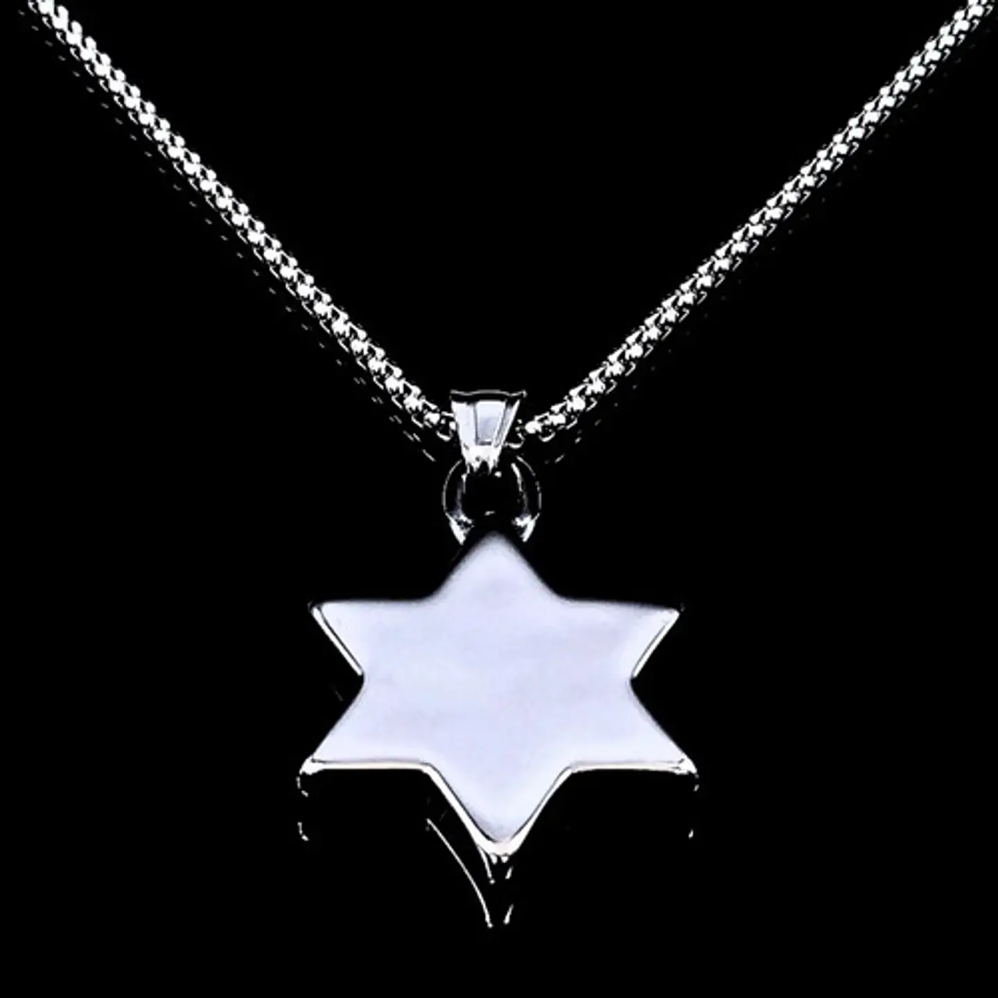 Collar Para Hombre Con Dije Cruz Hexagrama Judío Color Plata 9
