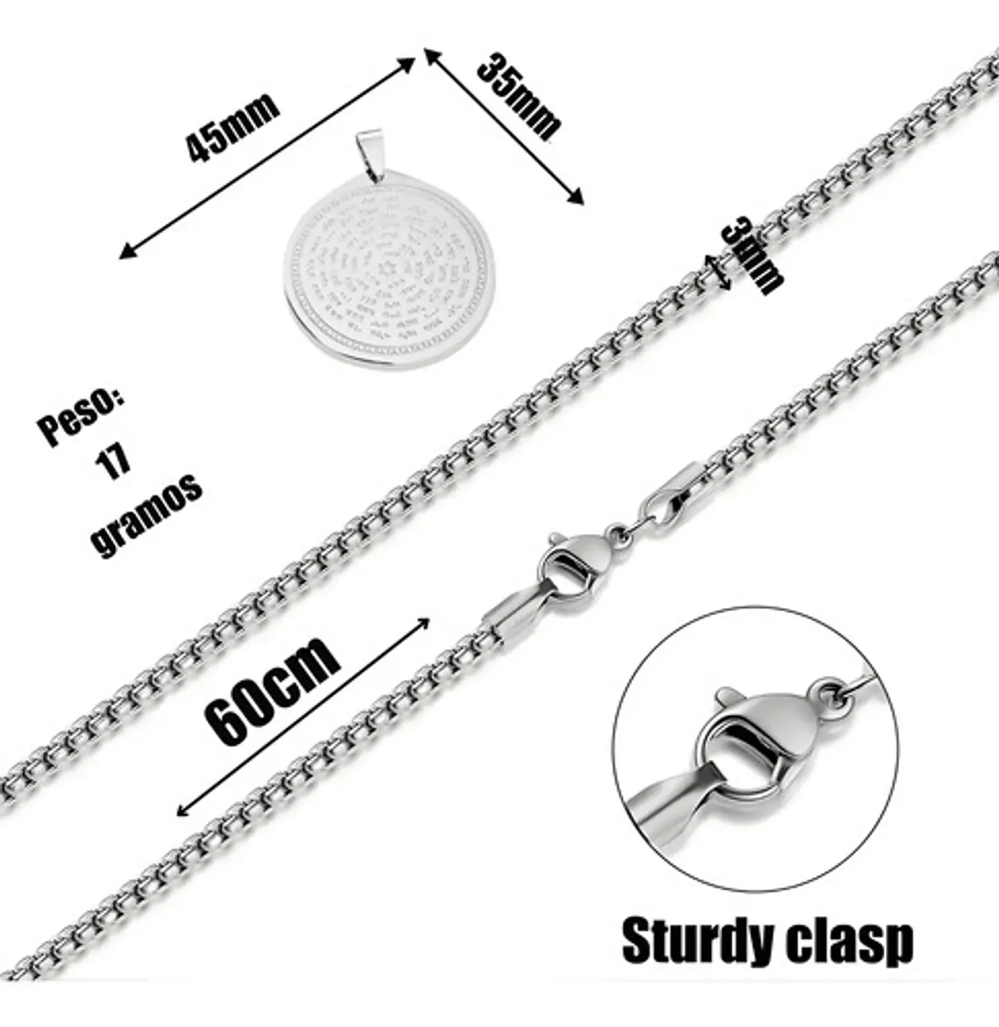 Collar Para Hombre Con Dije Hexagrama Biblia Judía De Acero 11