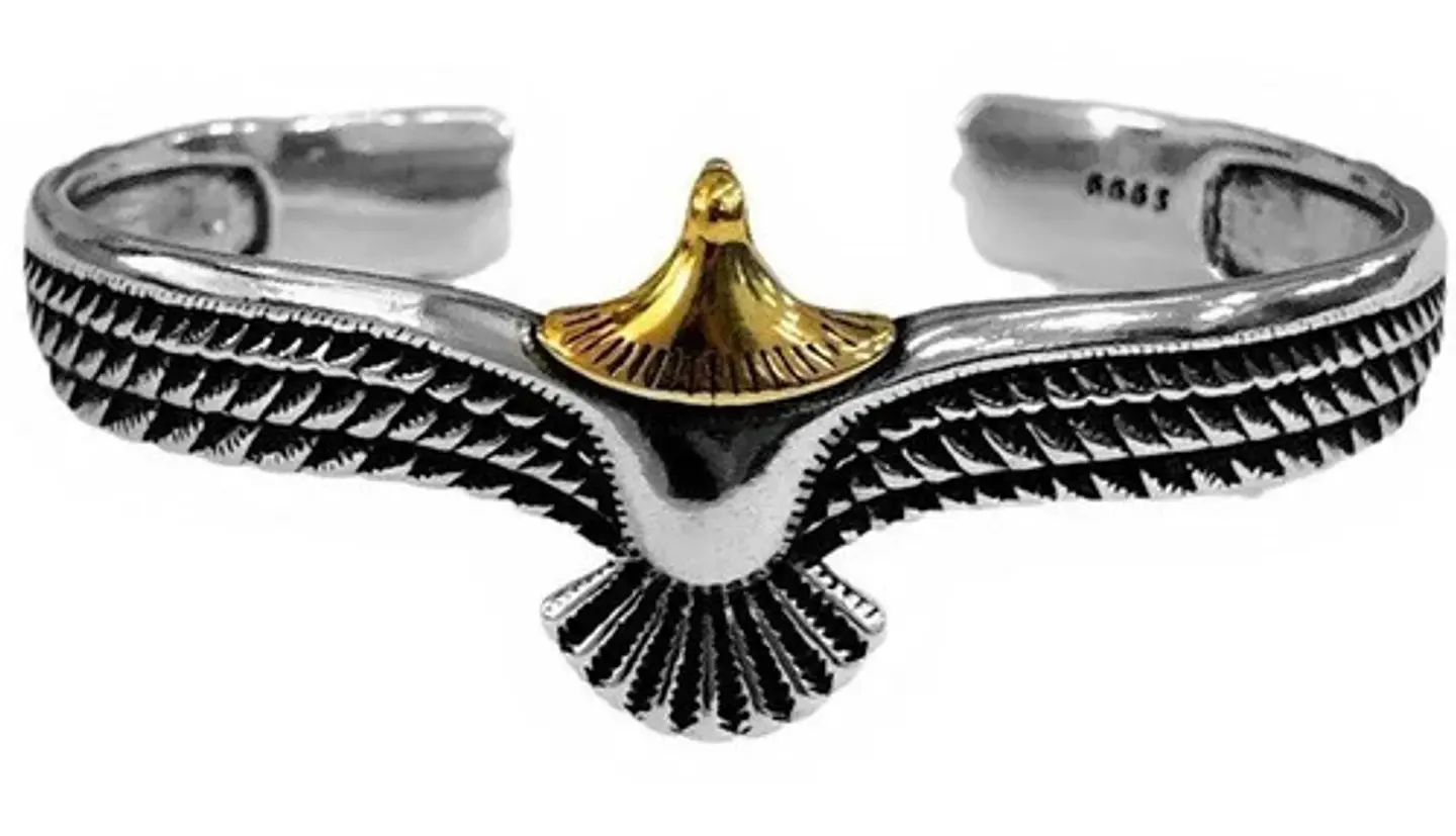 Pulsera Para Hombre Brazalete Aguila Ajustable Color Plata 1