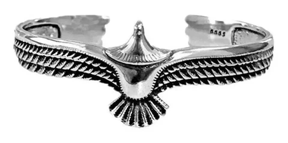 Pulsera Para Hombre Brazalete Aguila Ajustable Color Plata 8