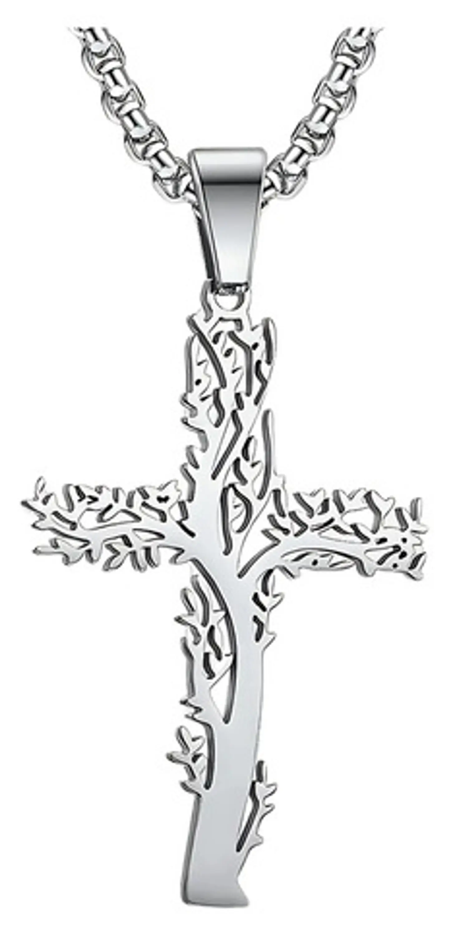 Collar Hombre Mujer Con Dije Cruz Arbol De La Vida Color Oro 1
