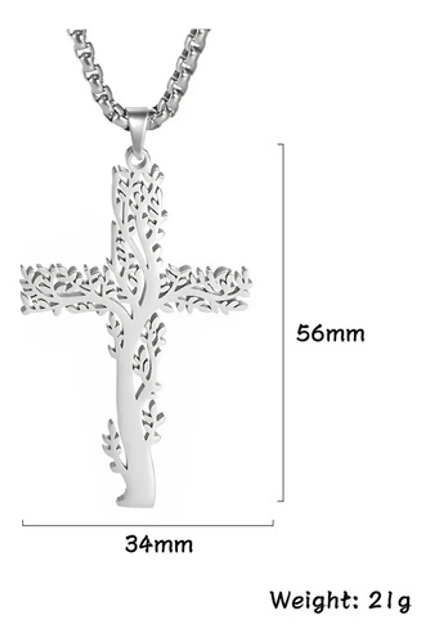 Collar Hombre Mujer Con Dije Cruz Arbol De La Vida Color Oro 2