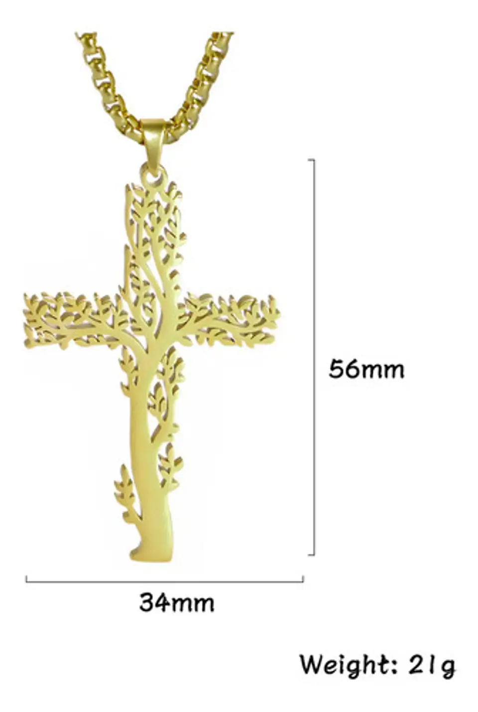Collar Hombre Mujer Con Dije Cruz Arbol De La Vida Color Oro 10