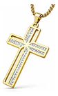 Collar Para Hombre Mujer Dije Cruz Jesus Cz Acero Color Oro - Miniatura 1