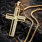 Collar Para Hombre Mujer Dije Cruz Jesus Cz Acero Color Oro - Miniatura 6