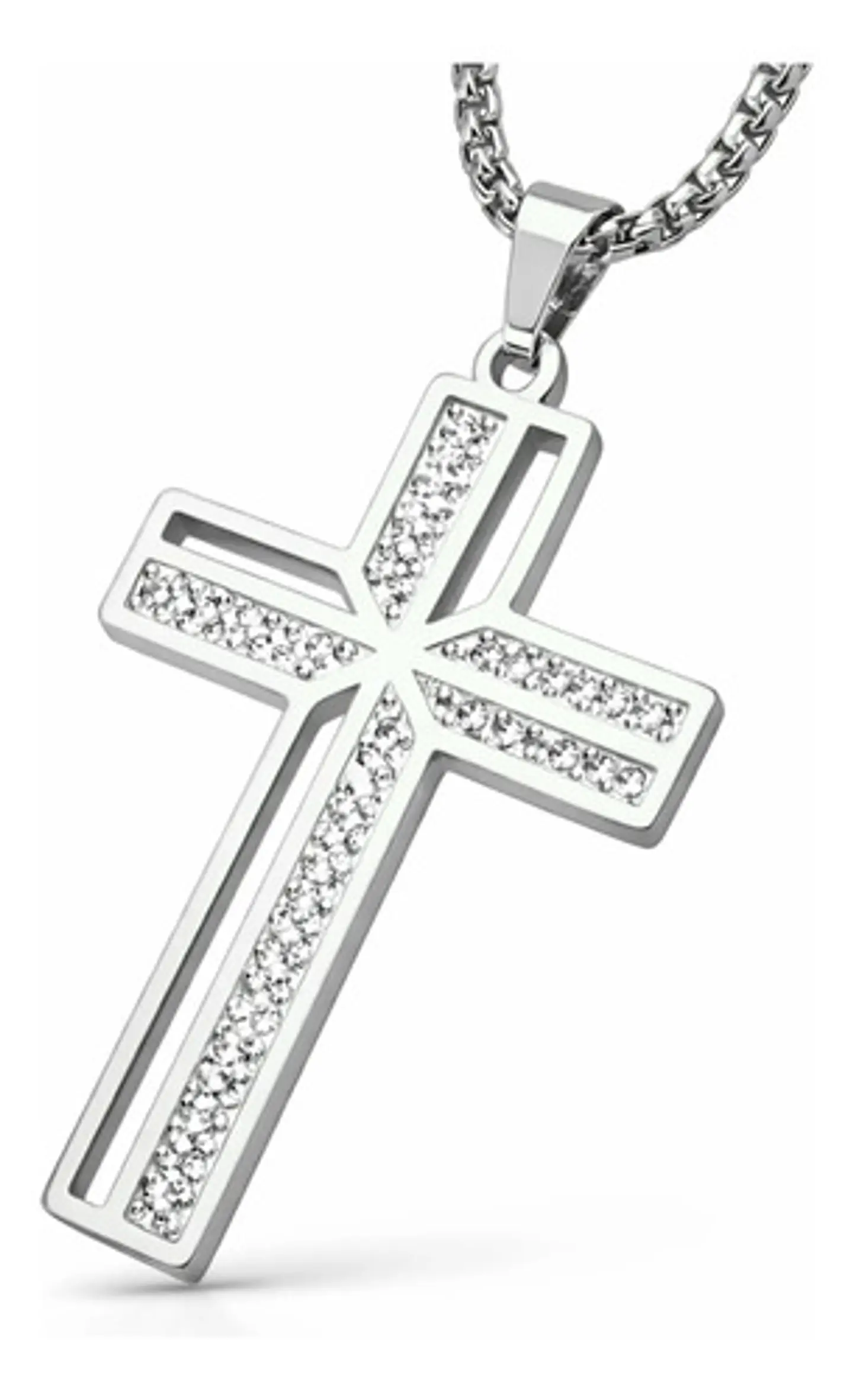 Collar Para Hombre Mujer Dije Cruz Jesus Cz Acero Color Oro 9