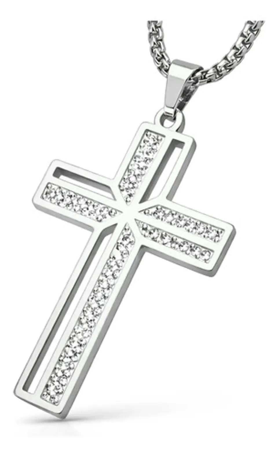 Collar Para Hombre Mujer Dije Cruz Jesus Cz Acero Color Oro 9