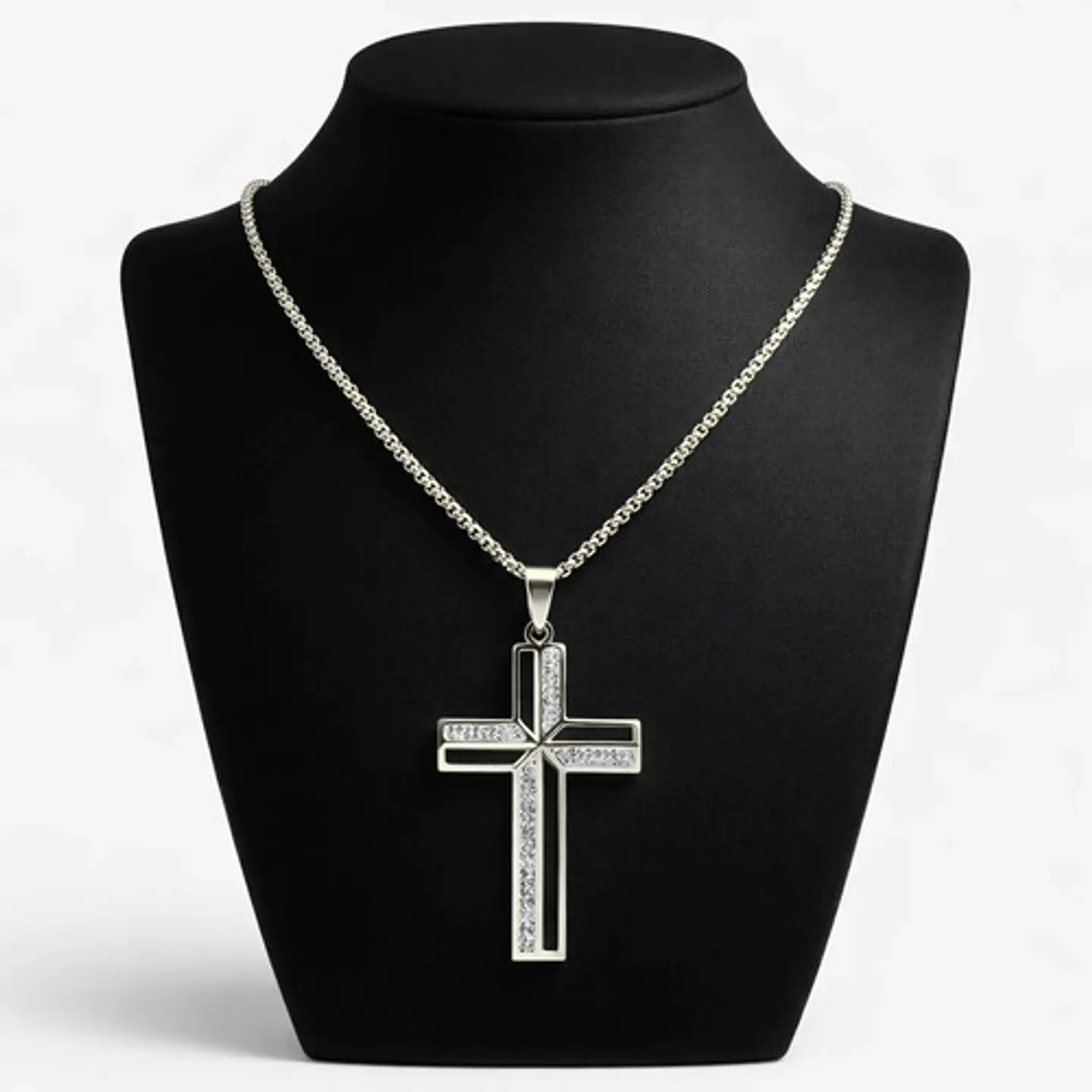 Collar Para Hombre Mujer Dije Cruz Jesus Cz Acero Color Oro 10