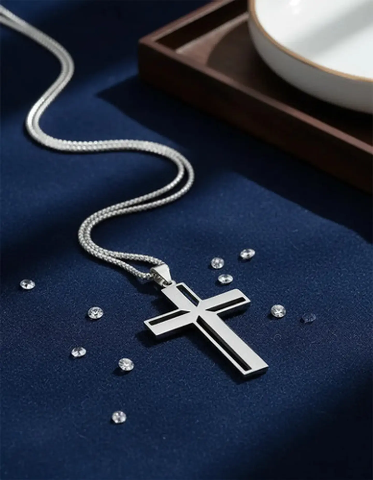Collar Para Hombre Mujer Dije Cruz Jesus Cz Acero Color Oro 11