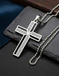 Collar Para Hombre Mujer Dije Cruz Jesus Cz Acero Color Oro - Miniatura 12