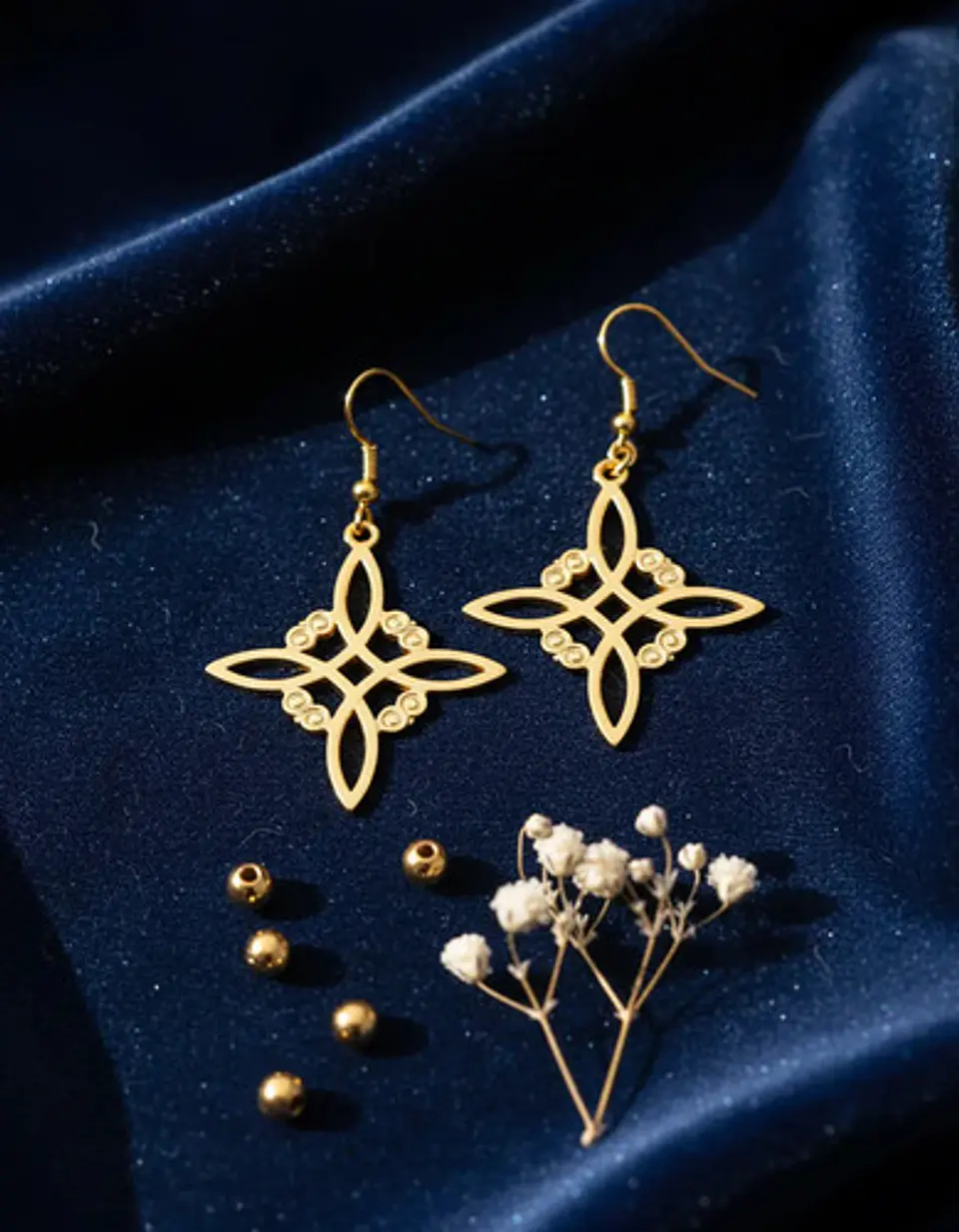 Aretes Pendientes Nudo De Bruja Para Mujer Acero Color Oro 2