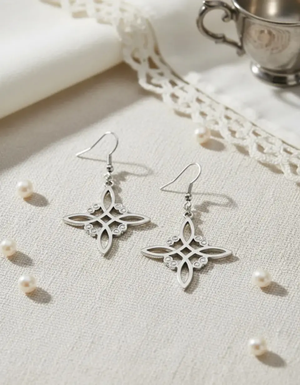 Aretes Pendientes Nudo De Bruja Para Mujer Acero Color Oro 9