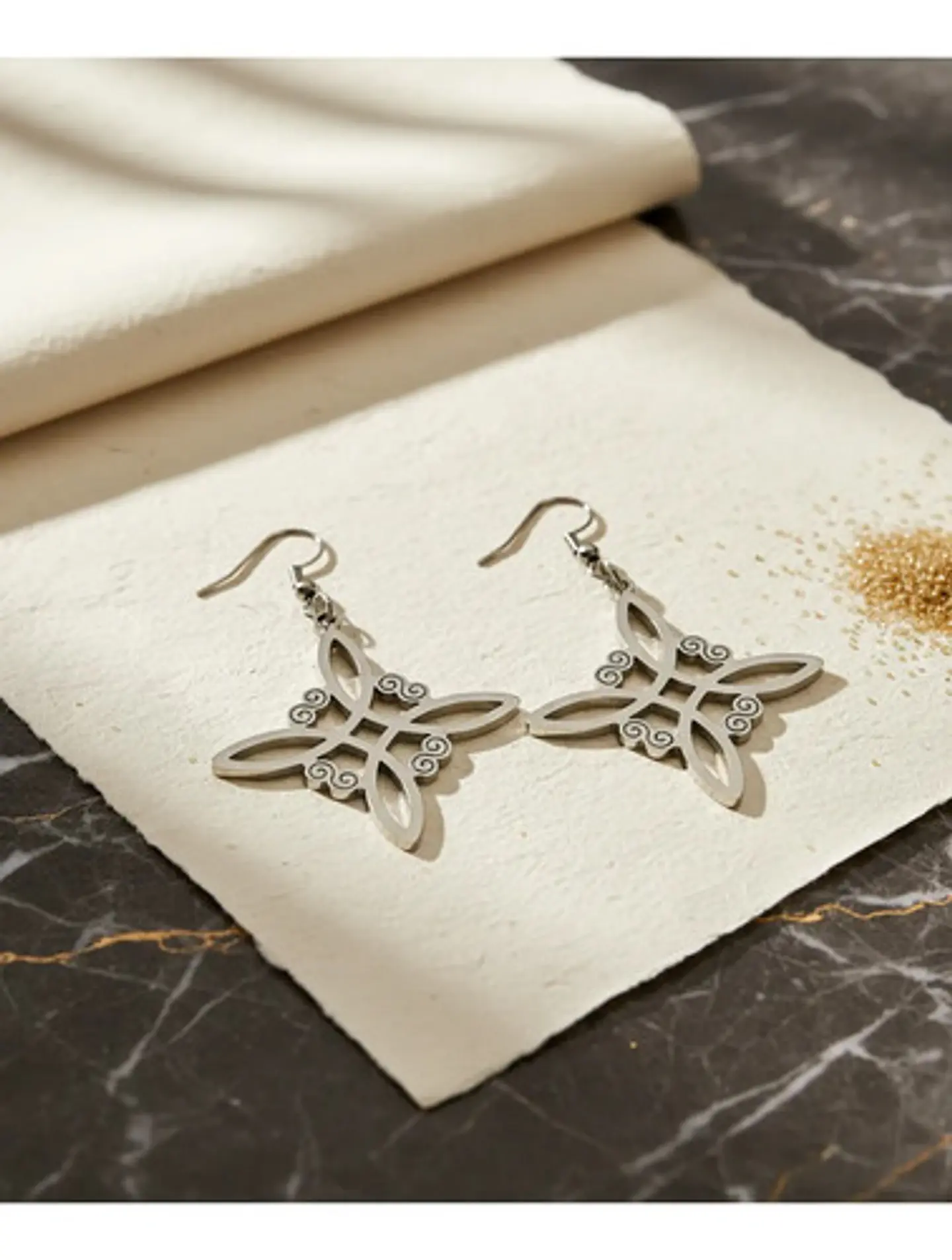 Aretes Pendientes Nudo De Bruja Para Mujer Acero Color Oro 11
