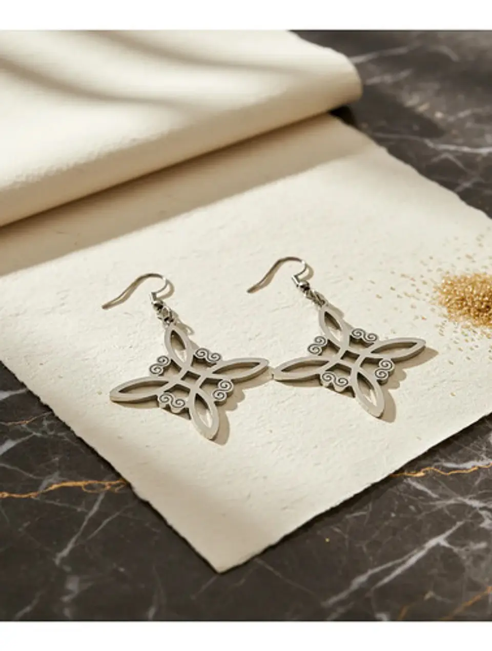Aretes Pendientes Nudo De Bruja Para Mujer Acero Color Oro 11