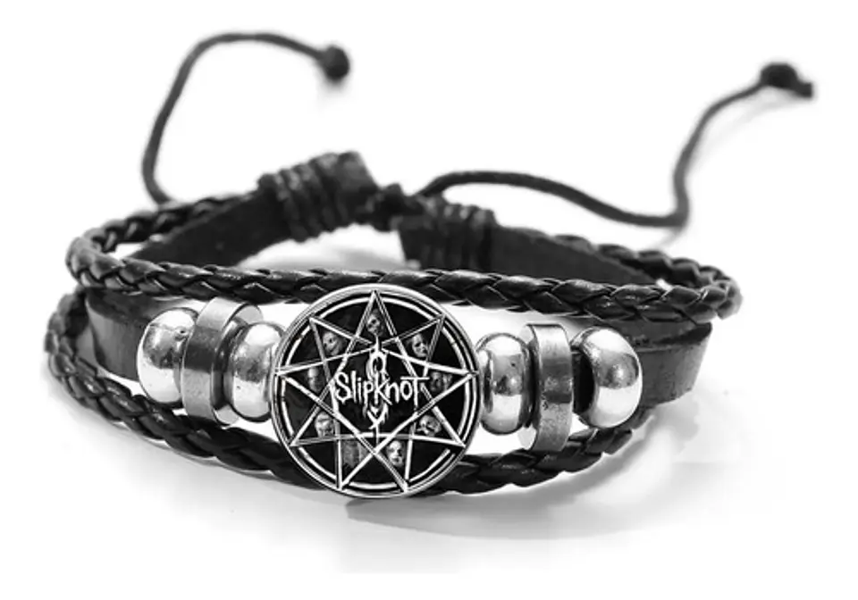 Pulsera Manilla Cuero Para Hombre Mujer Banda Rock Slipknot 1