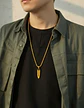Collar Para Hombre Con Dije Bala Jesus De Acero Color Oro - Miniatura 3