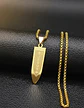 Collar Para Hombre Con Dije Bala Jesus De Acero Color Oro - Miniatura 5