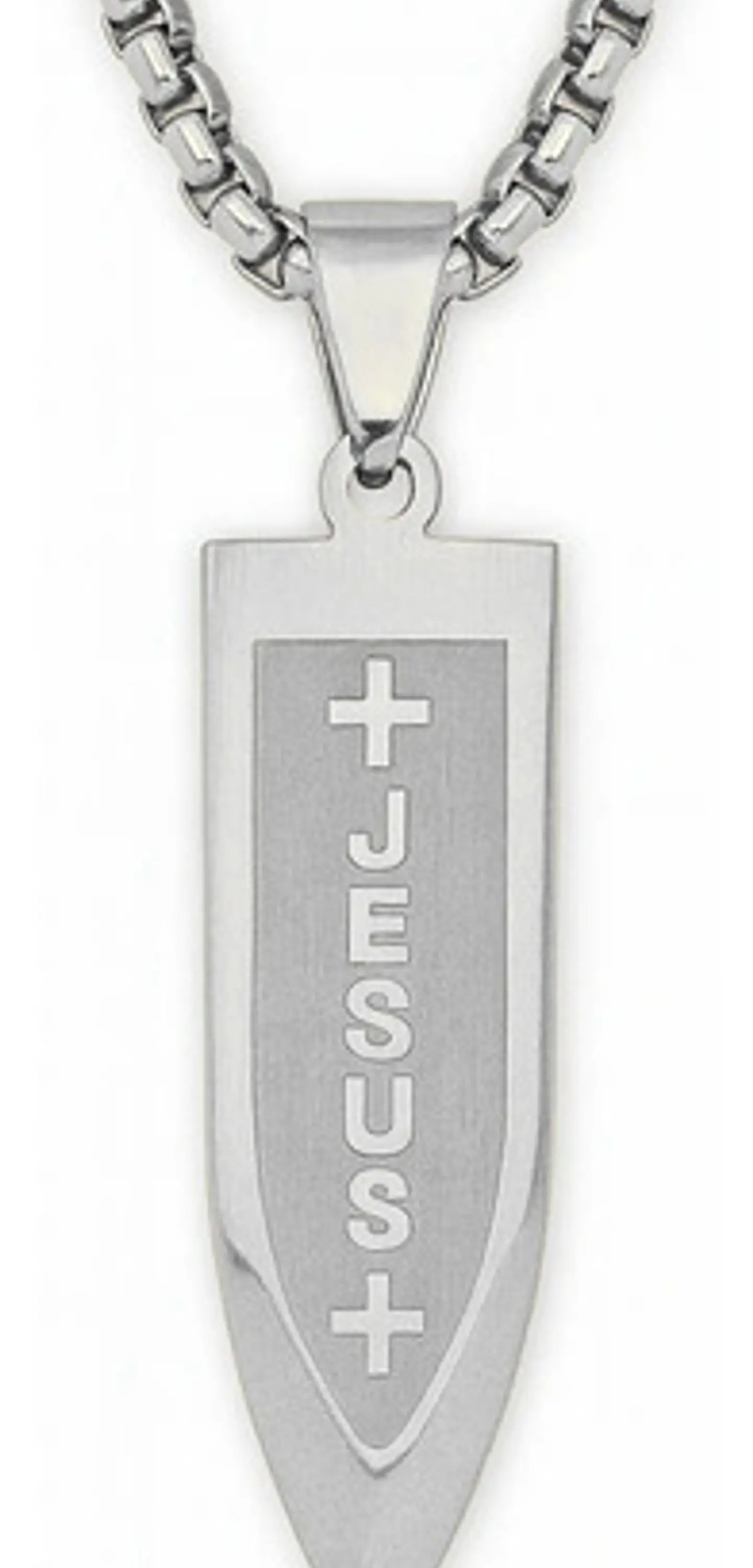 Collar Para Hombre Con Dije Bala Jesus De Acero Color Oro 10