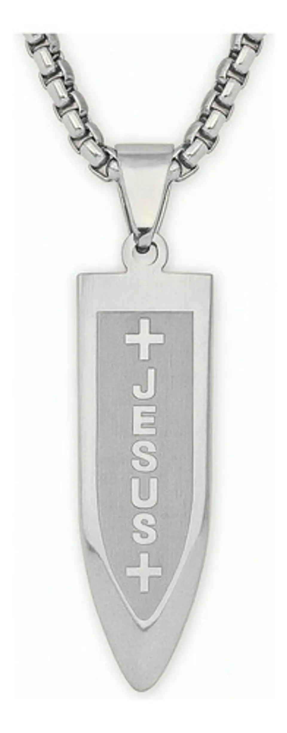 Collar Para Hombre Con Dije Bala Jesus De Acero Color Oro 10