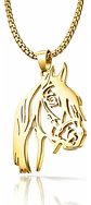 Collar Para Hombre Mujer Con Dije Caballo De Acero Color Oro - Miniatura 1