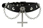 Collar Choker Gotico Para Mujer Y Dije Cruz Invertida Acero - Miniatura 1