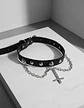 Collar Choker Gotico Para Mujer Y Dije Cruz Invertida Acero - Miniatura 2