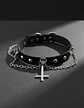 Collar Choker Gotico Para Mujer Y Dije Cruz Invertida Acero - Miniatura 5