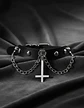 Collar Choker Gotico Para Mujer Y Dije Cruz Invertida Acero - Miniatura 6
