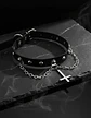 Collar Choker Gotico Para Mujer Y Dije Cruz Invertida Acero - Miniatura 7