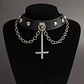 Collar Choker Gotico Para Mujer Y Dije Cruz Invertida Acero - Miniatura 9