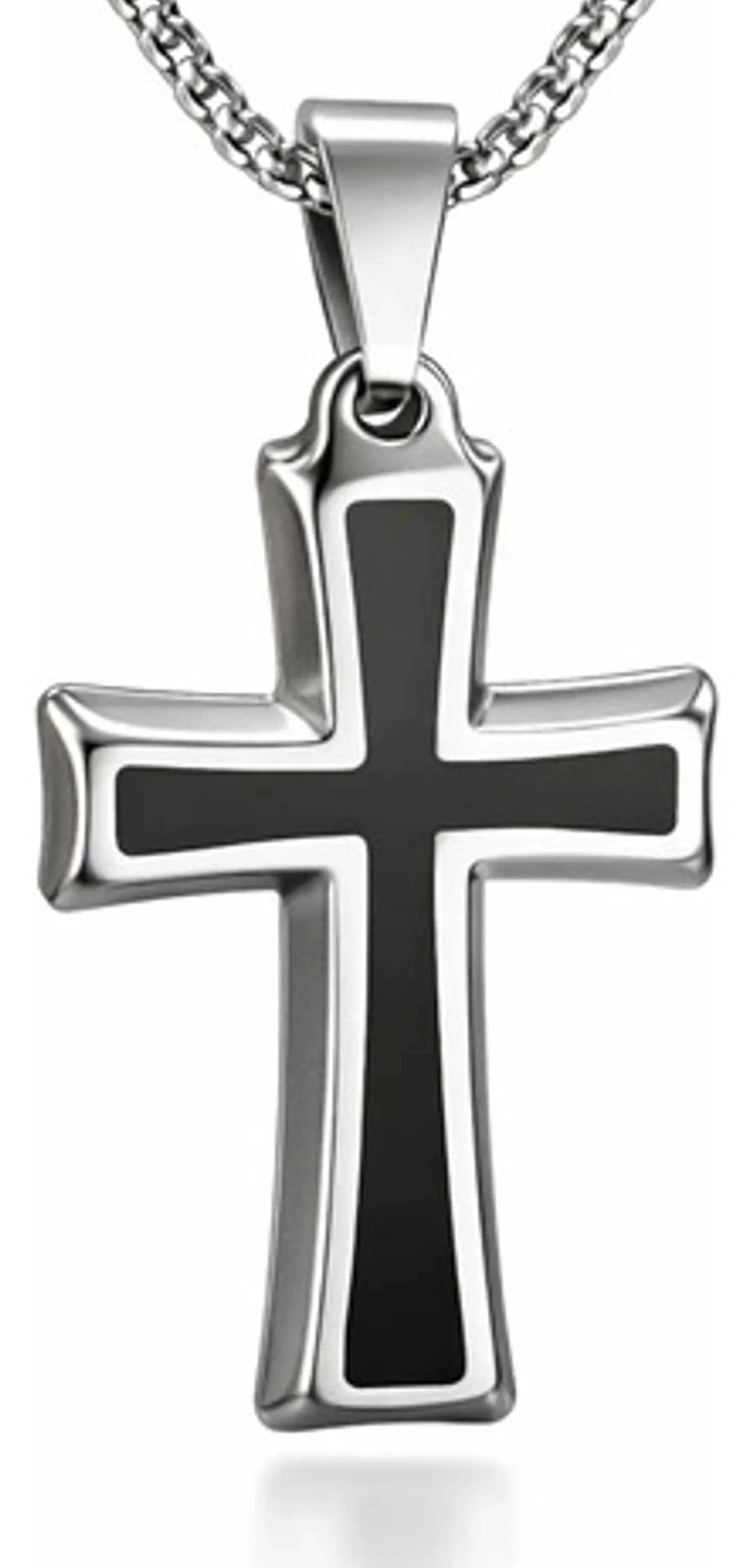 Collar Para Hombre Mujer Con Dije Cruz Catolica Color Plata 1