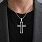 Collar Para Hombre Mujer Con Dije Cruz Catolica Color Plata - Miniatura 8