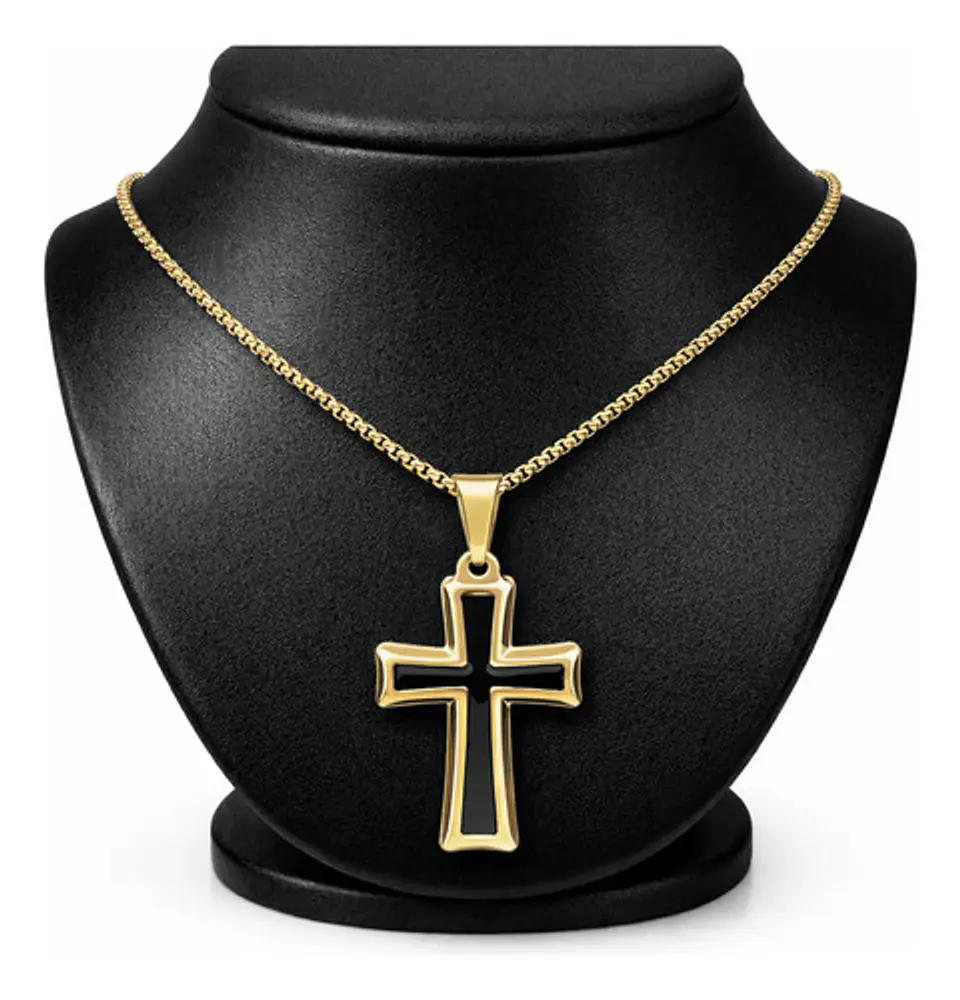 Collar Para Hombre Mujer Con Dije Cruz Catolica Color Plata 11