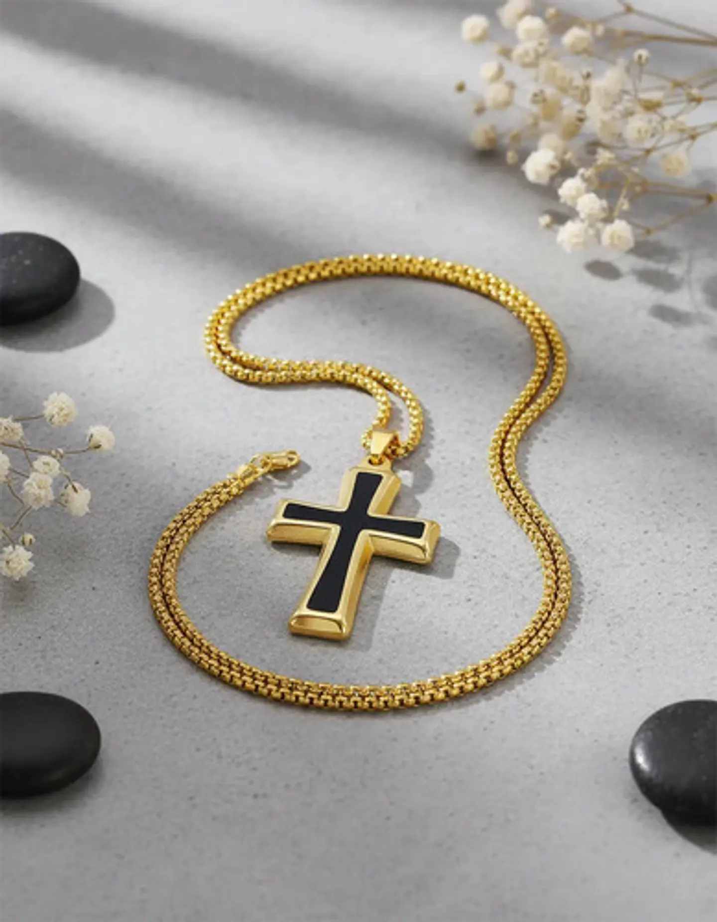 Collar Para Hombre Mujer Con Dije Cruz Catolica Color Plata 12