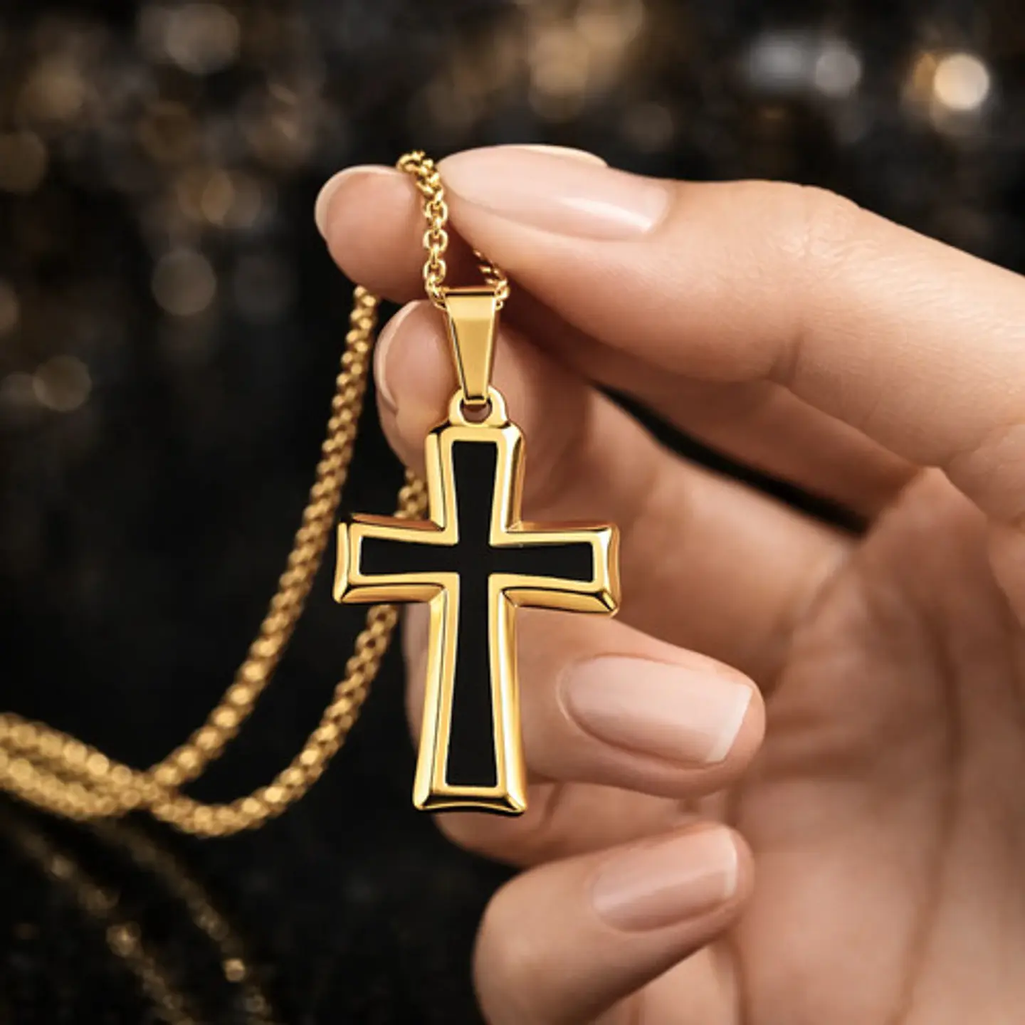 Collar Para Hombre Mujer Con Dije Cruz Catolica Color Plata 14