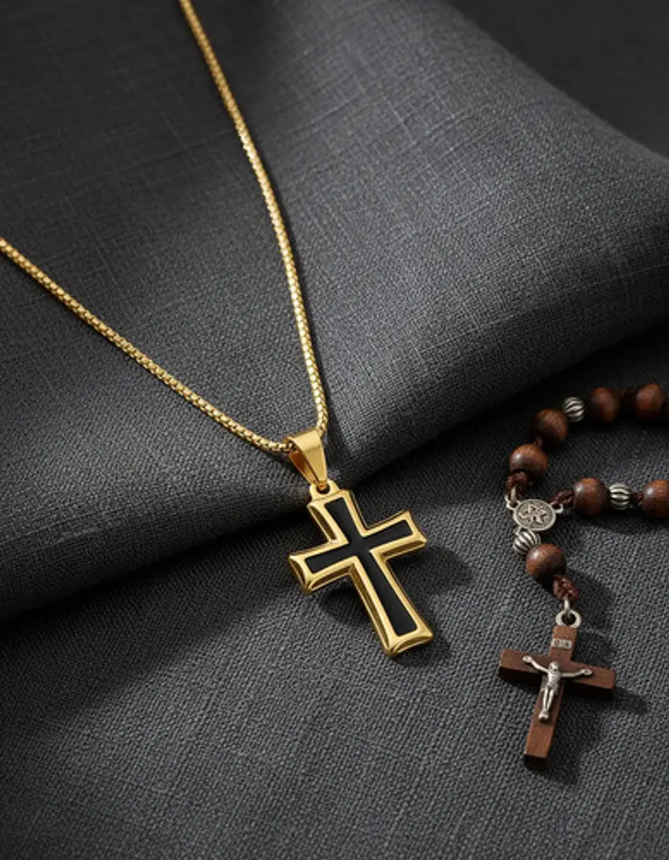 Collar Para Hombre Mujer Con Dije Cruz Catolica Color Plata 15