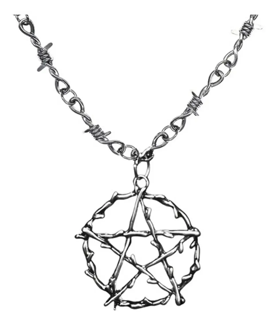 Colla Para Mujer Alambre De Puas Y Dije Estrella Pentagrama 1
