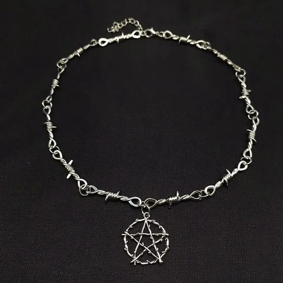 Colla Para Mujer Alambre De Puas Y Dije Estrella Pentagrama 6