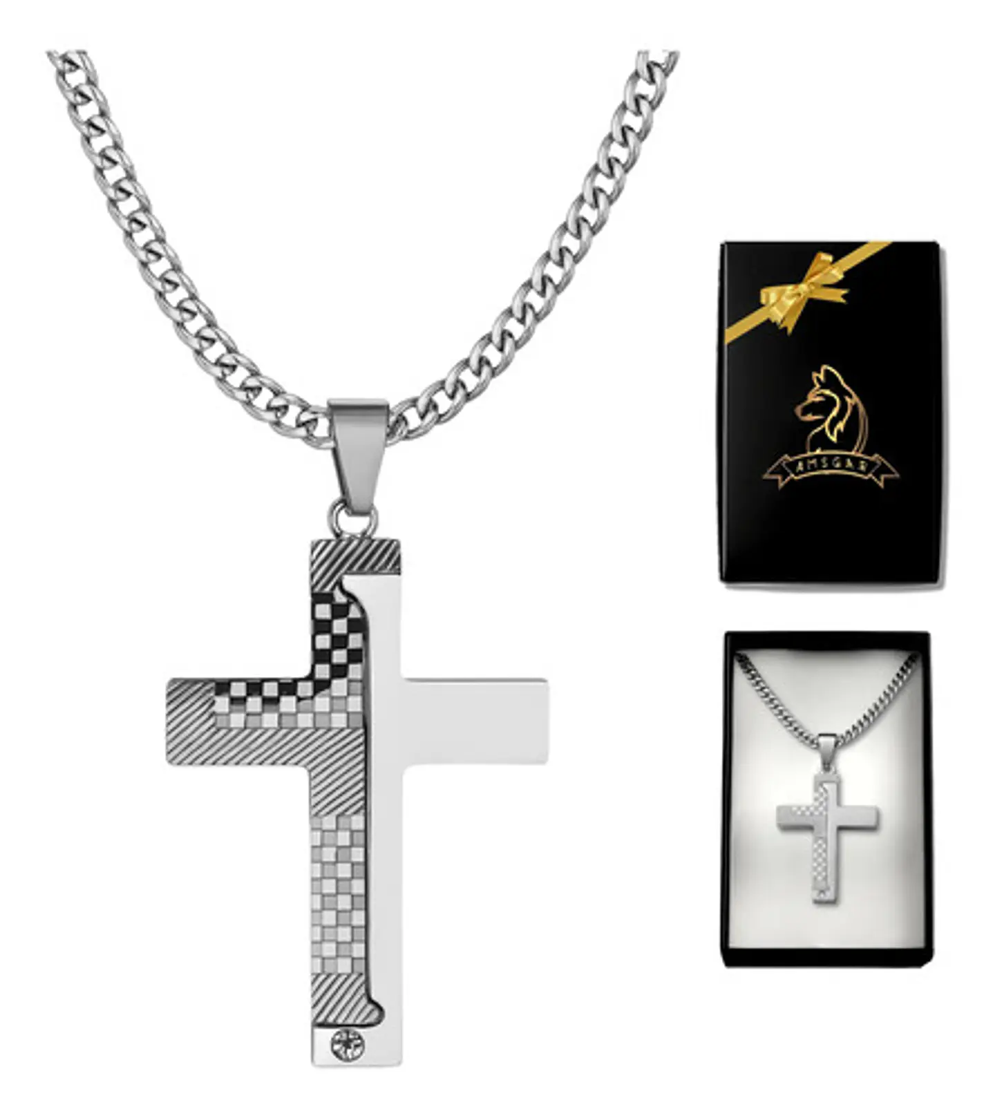Collar Para Hombres Y Mujeres Dije Cruz De Acero Color Plata 6